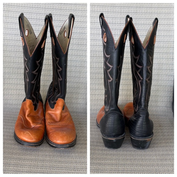 Durango Buckaroo Tall Cowboy Boots Golden Tan / Black Men's Size 12D